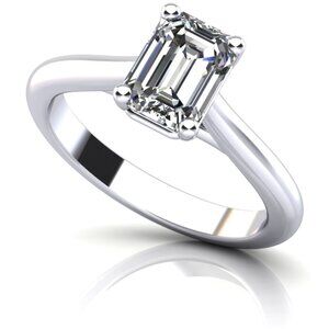 Emerald Cut Lab Diamond Solitaire Engagement Ring